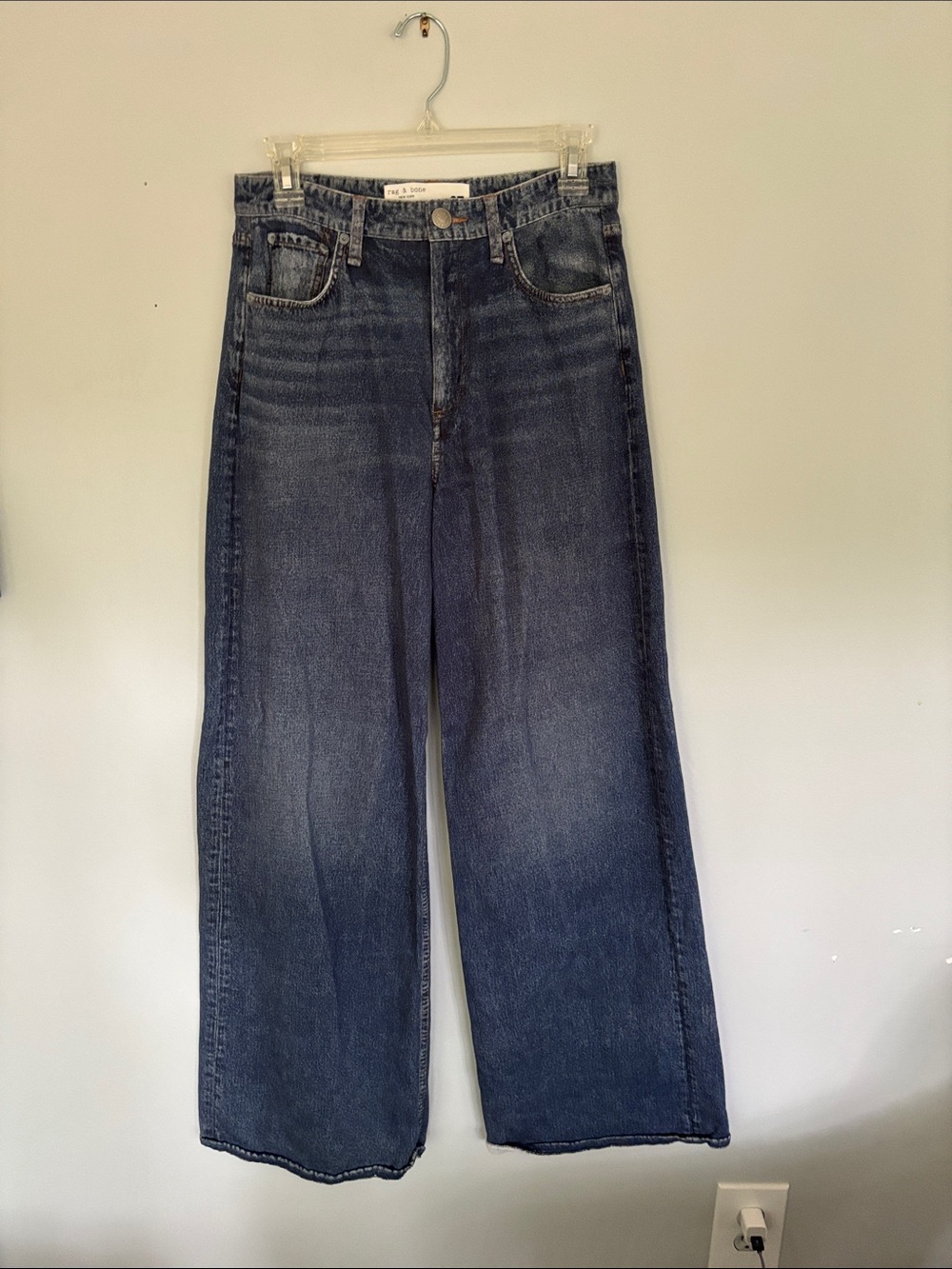 rag & bone Women's Wide-Leg Dark Indigo Sweatpant Jeans